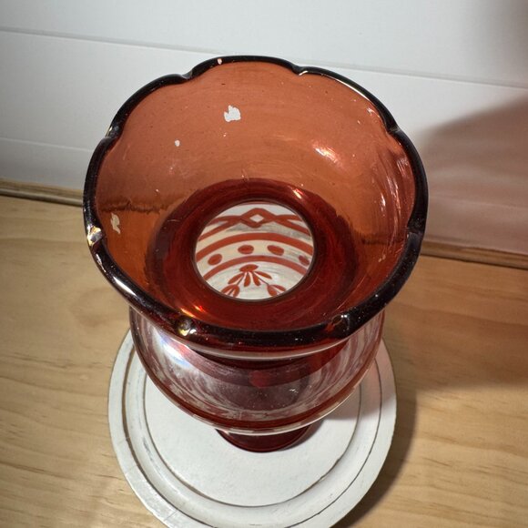 Antique Victorian Bristol Glass Red Flashed Vase Blown - Picture 5 of 6